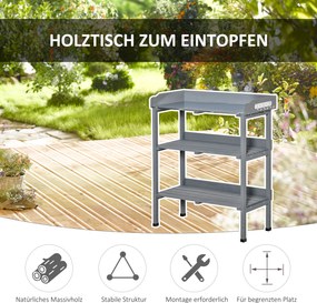 Outsunny stół ogrodniczy do roślin szary metalowa powierzchnia robocza 76x37x89cm | Aosom PL