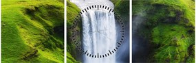 Obraz - Wodospad Skogafoss (z zegarem) (90x30 cm)