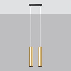Lampy wiszące nowoczesny Toris, stal - 2 źródło światła 4000K - L.30 x H.90 cm - złoty połysk
