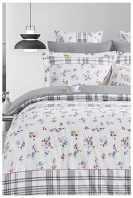 Biało-szara pościel dwuosobowa z bawełny renforcé z prześcieradłem 200x220 cm – Mila Home