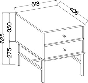 Szafka Nocna TORINO 51,8 cm Stolik Nocny do Sypialni