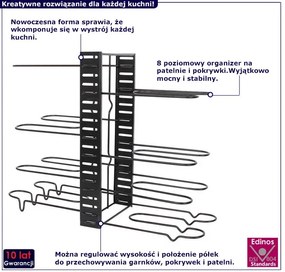 Stojący organizer na patelni i pokrywki Varax 6X