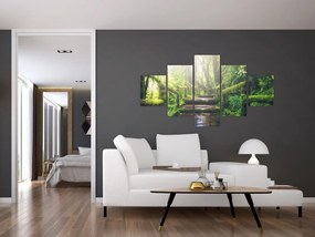 Obraz - drewniane schody w lesie (125x70 cm)