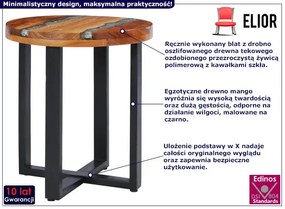 Stolik kawowy z drewna z kawałkami szkła w żywicy - Gimmer