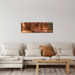 Obraz - Nocne miasto (z zegarem) (90x30 cm)