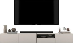 Podwójna szafka RTV Enjoy 240 cm z półką i szufladą, wisząco stojąca, kaszmir mat