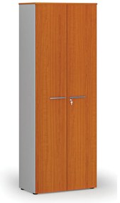 Szafa biurowa z drzwiami PRIMO GRAY, 800 x 420 x 2128 mm, szary/wiśnia