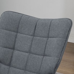 HOMCOM Krzesło Bujane z Podnóżkiem, Komfortowe, do 130 kg, Wygląd Lnu, 64x89x90 cm, Szary