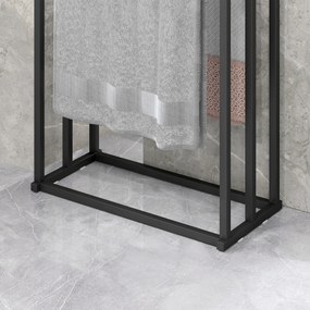 HOMCOM Stojak na ręczniki stojący z 3 drążkami, drabinka ze stali 45 x 21,5 x 85 cm