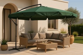 Duży parasol ogrodowy na wysięgniku SL-UM002B, składany, zielony