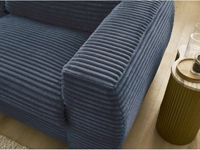 Ciemnoniebieska sztruksowa rozkładana sofa do spania 220 cm Hugo – Bobochic Paris