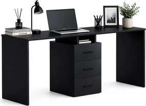Czarne dwuosobowe biurko z 3 szufladami N1-E14