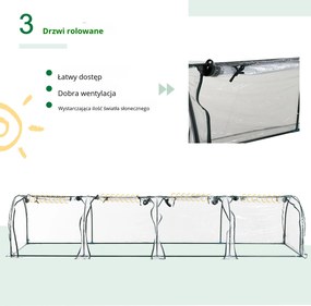 Outsunny Szklarnia z folii z drzwiami, grządka wczesna, stal PVC