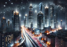 Fototapeta - Nocna metropolia (196x136 cm)