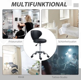 HOMCOM Salonowy taboret w wyglądzie skóry, regulowany na wysokość, do 120 kg, stalowa konstrukcja, Czarny