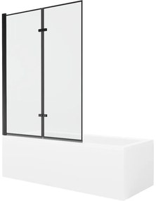 Mexen Cubik wanna prostokątna 170 x 70 cm z obudową i parawanem 2-skrzydłowym 120 cm, czarny wzór - 550317070X9212027070