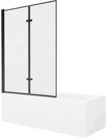 Mexen Cubik wanna prostokątna 170 x 70 cm z obudową i parawanem 2-skrzydłowym 120 cm, czarny wzór - 550317070X9212027070