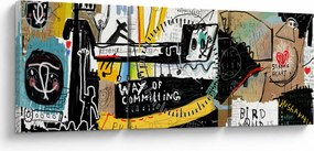 Obraz - Graffiti (z zegarem) (90x30 cm)