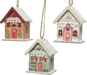 Wiszący domek bożonarodzeniowy CHRISTMAS HOUSE drewniany - więcej wariantów