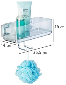 Prostokątna półka łazienkowa QUADRO z haczykiem, Vacuum-Loc, pod prysznic, WENKO