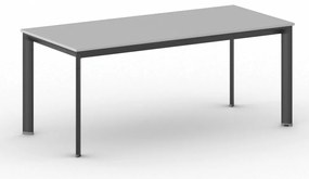 Stół konferencyjny do biura PRIMO INVITATION, 180x80 cm, czarna podstawa, szary