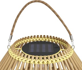 Outsunny Lampa solarna z rattanu do ogrodu Wodoodporna z czujnikiem światła Design bębna Stal żółta | Aosom PL