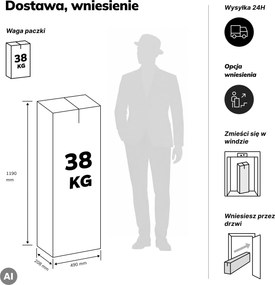 Regał biurowy otwarty z drążkiem na ubrania, do recepcji i poczekalni, metalowy, biały/dąb sonoma, 800x2200x400 mm: ARIEL Eco Design
