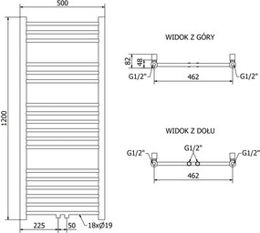 Mexen Yodo grzejnik łazienkowy 1200 x 500 mm, 382 W, czarny - W113-1200-500-00-70