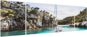 Obraz - Plaża z żaglówką (170x50 cm)