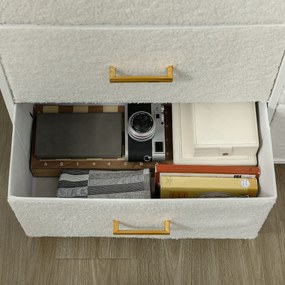 HOMCOM Komoda z Materiału, 9 Szuflad, Rama Stalowa, Elegancka, Wszechstronna, Biała