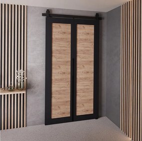 Drzwi Przesuwne QUDIO M1 Czarny + Dąb Craft Złoty 90