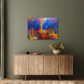 Obraz na szkle - Jesienne korony drzew, nowoczesny impresjonizm (70x50 cm)