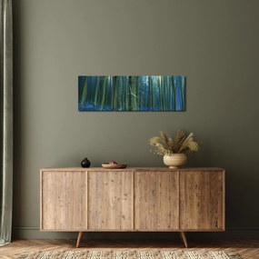 Obraz - Niebieski las (z zegarem) (90x30 cm)