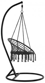 Czarny fotel wiszący COLUMBIA z czarnym stojakiem