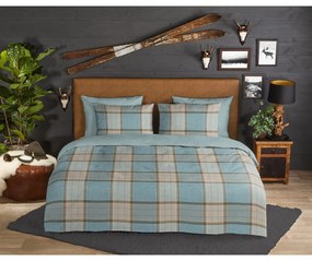 Niebieska flanelowa pościel dwuosobowa 200x220 cm Jacco – Good Morning