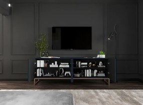 Granatowa lamelowa szafka rtv A1-W57