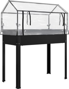 Outsunny Wysoki grządek z dachem cieplarnianym, Podniesiona skrzynka do sadzenia z otworami odpływowymi, 100 x 48 x 124 cm, Czarny