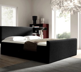 Czarne łóżko kontynentalne z pikowanym zagłówkiem 5 rozmiarów S8-A86