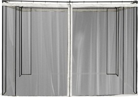 Moskitiera Outsunny do Pawilonu 3x3 z 4 Bocznymi Panelemi, Siatka Przeciwko Owadom z Zamkami i Haczykami, Siatka Nylonowa, Czarna