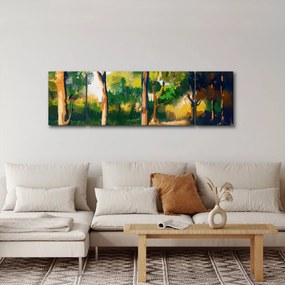 Obraz lasu w letnim słońcu, malarstwo (170x50 cm)