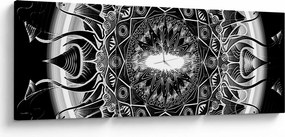 Obraz czarno-białych ozdób (z zegarem) (90x30 cm)