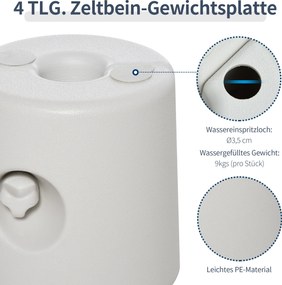 Outsunny 4 x obciążniki, stojak na pawilon, namiot stabilizujący, 24 x wysokość 25 cm