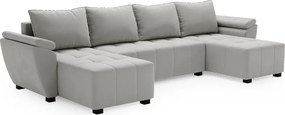 Rozkładana sofa narożna w kształcie U LIVARO 305x140 cm, jasnoszara