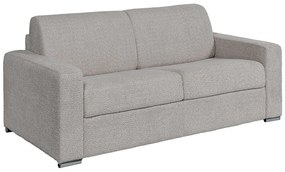 Kanapa 3-osobowa rozkładana typu express z jasnoszarej tkaniny bouclette - Miejsce do spania 140 cm - Materac 18 cm - CALITO