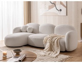 Kremowy narożnik z materiału bouclé (lewostronny/z szezlongiem) Orbit – Ropez