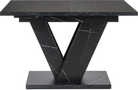Stół Prostokątny Rozkładany CLARK 120-160 cm Czarny Marmur Glamour