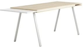 Biurko LAYERS, wysuwany środkowy blat, 170 cm, biały/dąb naturalny