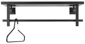 Czarny metalowy wieszak ścienny z półką 76 cm Simplon – Spinder Design