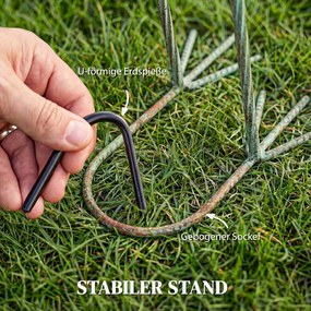 Outsunny Statua ogrodowa czapli metalowy ptak outdoor, stojąca rzeźba 88 cm z kotwami do podłoża, Zielony i Brązowy | Aosom PL