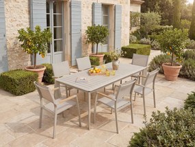 Zestaw 2 sztaplowanych krzeseł ogrodowych  z aluminium i textilenu - Taupe - MACILA marki MYLIA